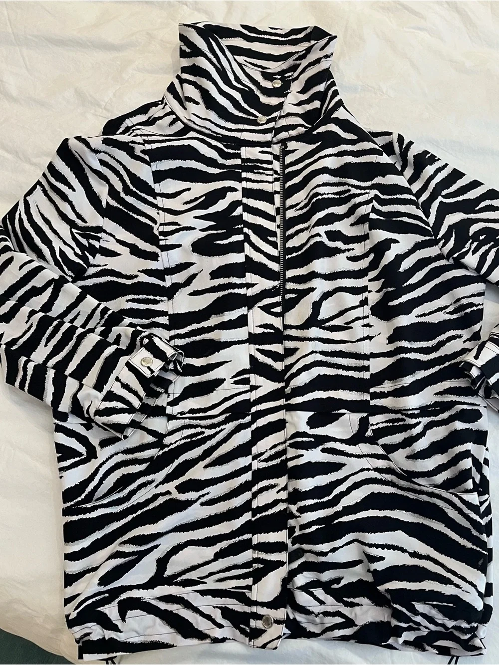 Chico's Black and White Zebra-Print windbreaker Coat